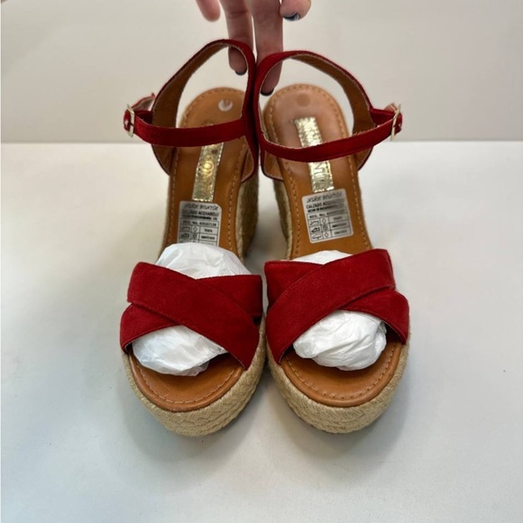Nina Bonita Red Suede Espadrille Wedge Sandals – Women’s Size 6.5 Made in Brazil - Picture 3 of 6